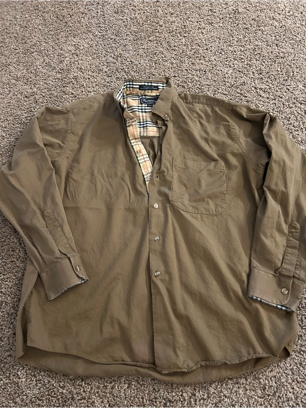 Burberry’s vintage men’s made in USA button down khaki shirt